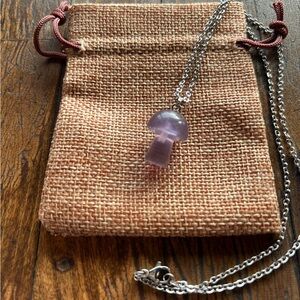 Purple Fluorite Mushroom Pendant Purple Fluorite Necklace Mushroom Necklace